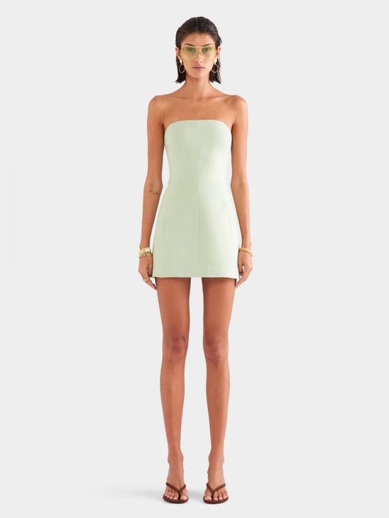 Venroy Dresses & Skirts - Venroy Mint Green Strapless 100% Linen Structured Corset Mini Dress NWOT